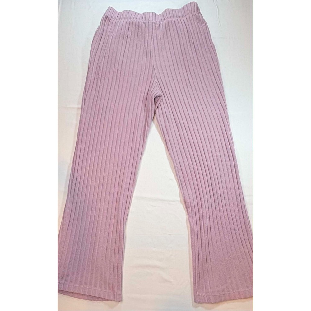 IZOD Loungewear Pants Womens XL Mauve Pink Ribbed Knit Wide Leg Cozy Pajamas